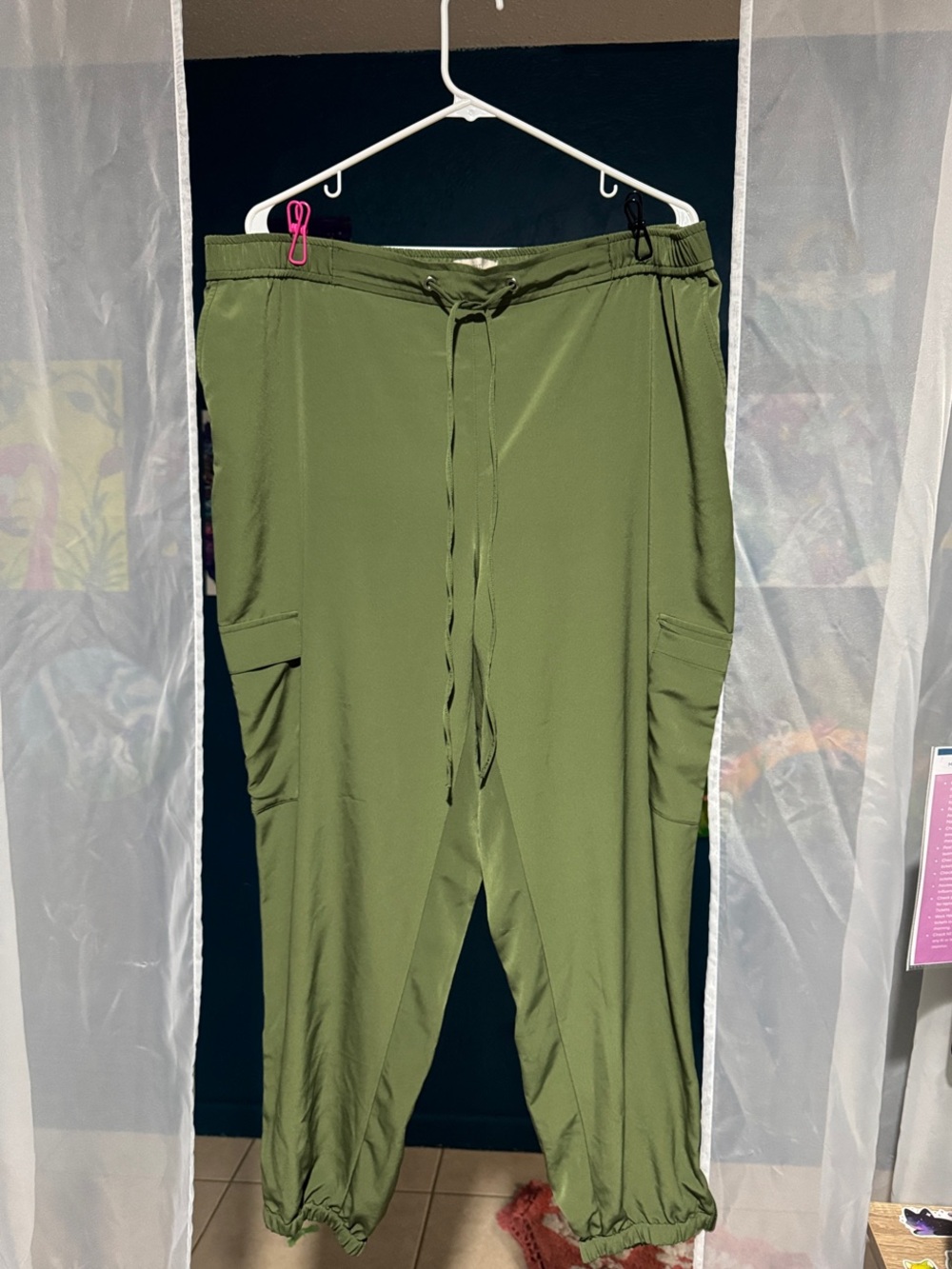 Sejour Olive Green Drawstring Cargo Joggers